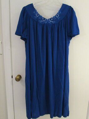 Shadowline 36280 Navy Petals Flutter Sleeve Short Nightgown Large